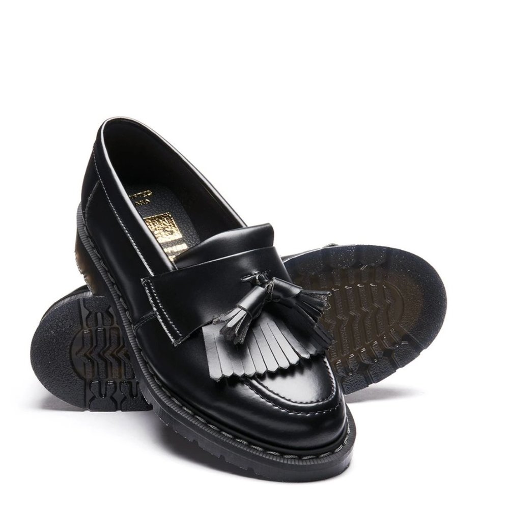 Black Vegan Hi-Shine Tassel Loafer